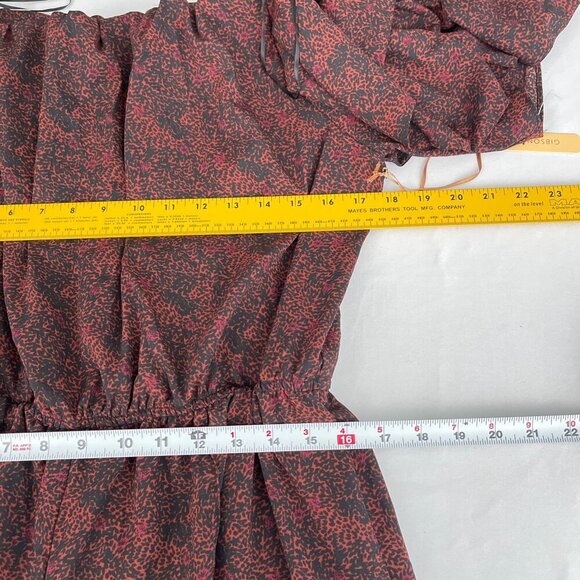 Gibson Latimer Women Jumpsuit Off-Shoulder Puff Butterfly Sleeves Burgundy L NWT - Picture 9 of 12